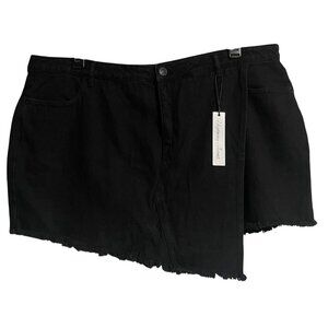 Highway Jeans Womens Frayed Hem Black Denim Skort Shorts Plus Size 20